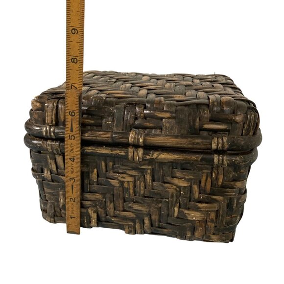 Vintage Japanese Bamboo Wicker Tea Basket Box - Picture 9 of 10